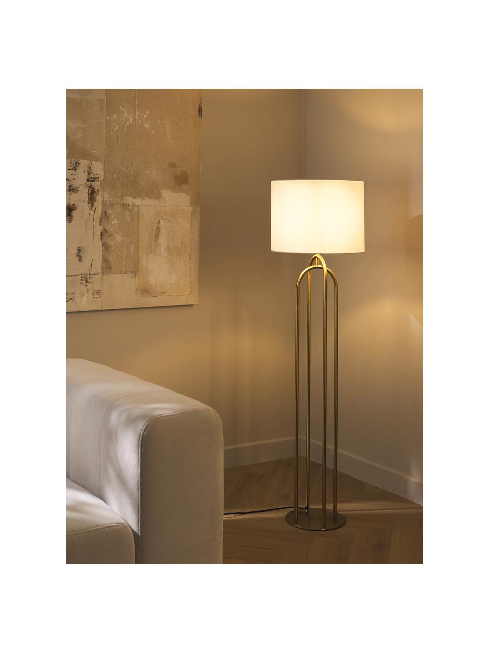 Stehlampe Gianna, Lampenschirm: Textil, Off White, Messingfarben, H 142 cm