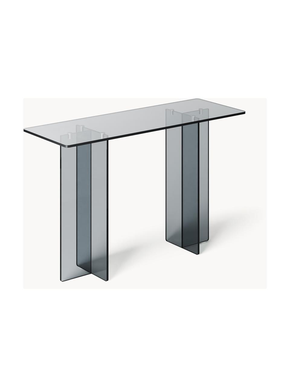 Sklenený konzolový stolík Anouk, Sklo, Sivá, priehľadná, Š 120 x V 75 cm