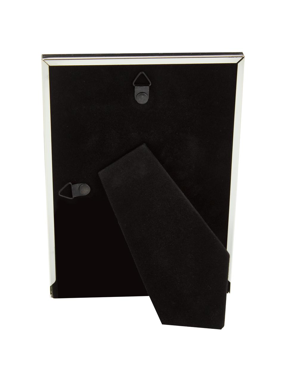Cornice da tavolo Curve, Cornice: metallo rivestito, Retro: pannello di fibra a media, Argentato, nero, 20 x 25 cm