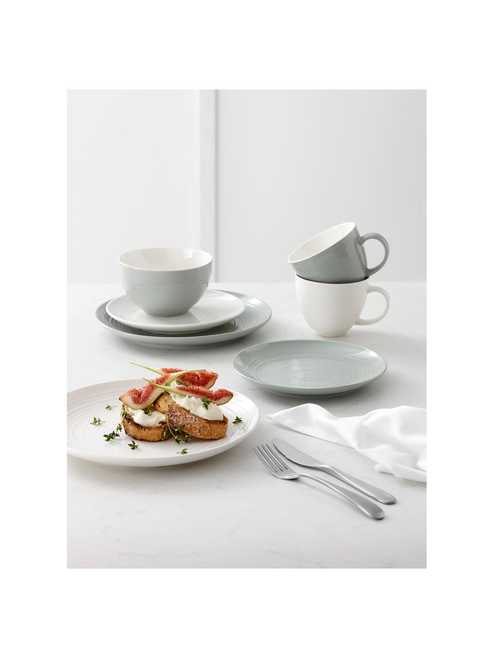 Kaffeetassen Darby mit Strukturoberfläche, 4 Stück, New Bone China, Grün, Gebrochenes Weiss, Ø 11 x H 10 cm, 500 ml