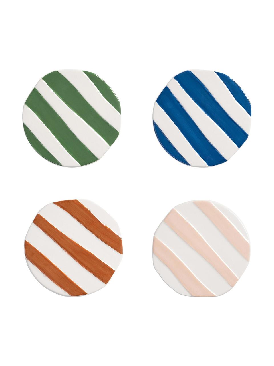 Set 4 sottobicchieri in dolomite Oblique, Dolomite, Verde, blu, beige, marrone, bianco, Ø 10 cm