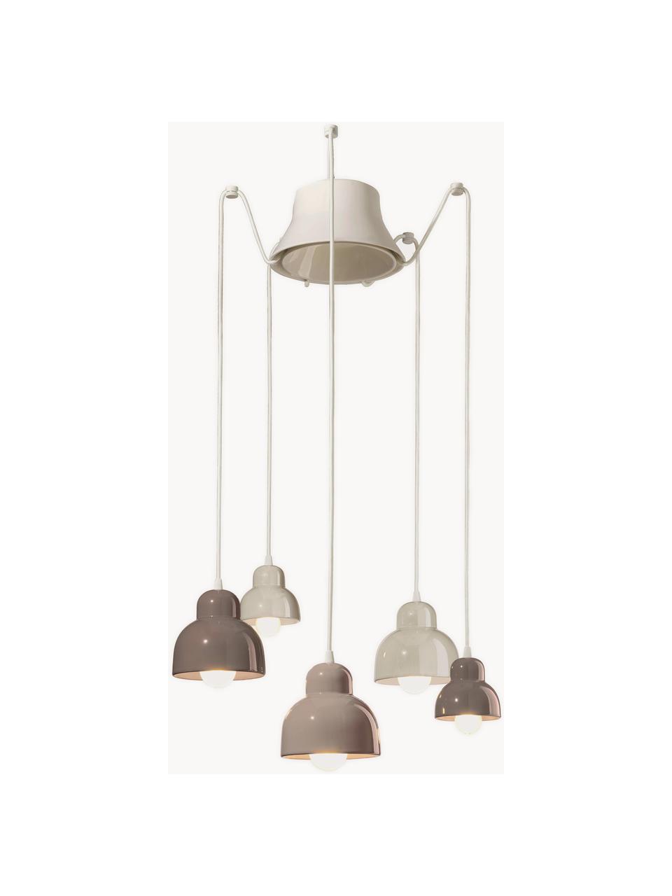 Handgefertigte Cluster-Pendelleuchte Berimbau, Baldachin: Aluminium, pulverbeschich, Hellbeige, Taupe, Off White, Ø 65 cm