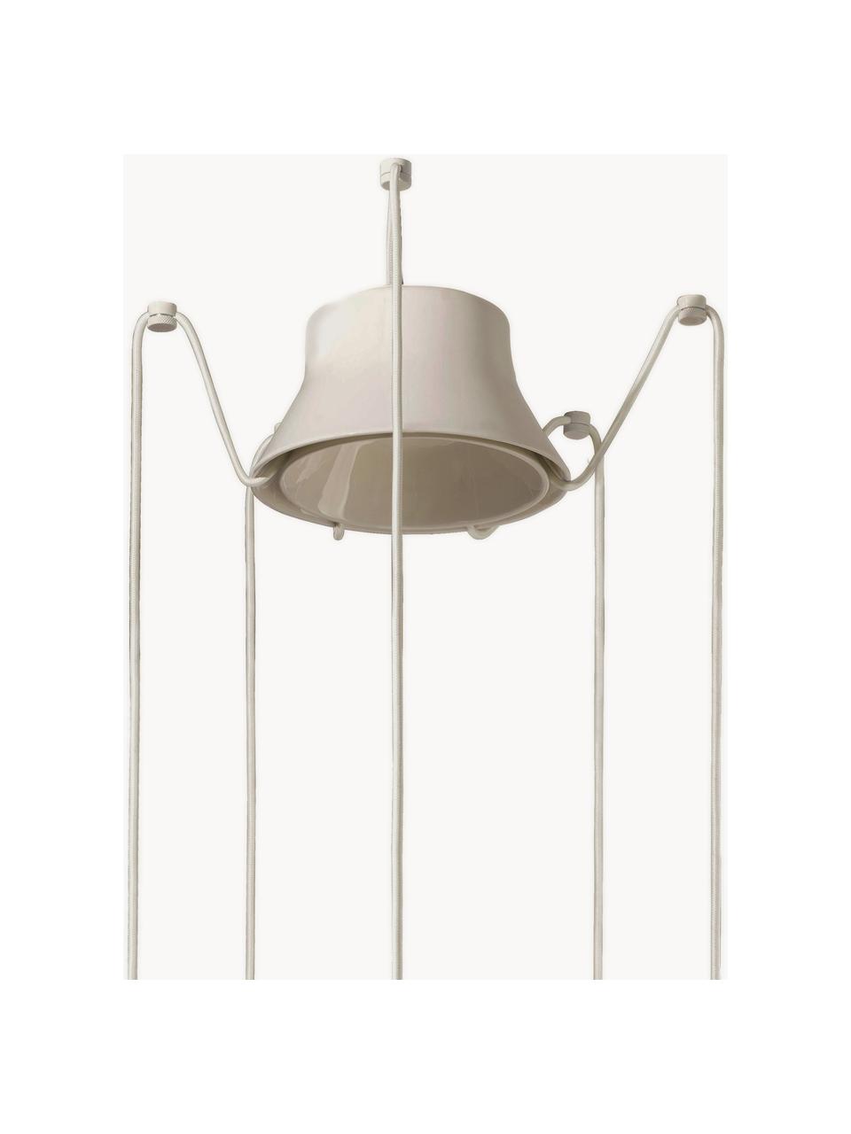 Handgefertigte Cluster-Pendelleuchte Berimbau, Baldachin: Aluminium, pulverbeschich, Hellbeige, Taupe, Off White, Ø 65 cm