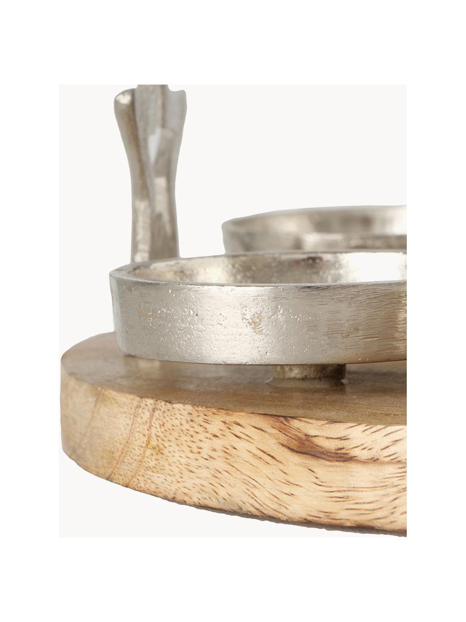 Svícen Jannow, Mangové dřevo, hliník potažený niklem, Světlé dřevo, stříbrná, Ø 30 cm, V 12 cm