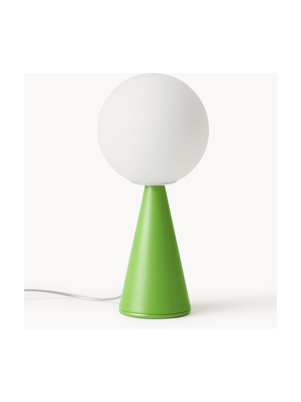 Petite lampe à poser artisanale Bilia, Blanc, vert, Ø 12 x haut. 26 cm