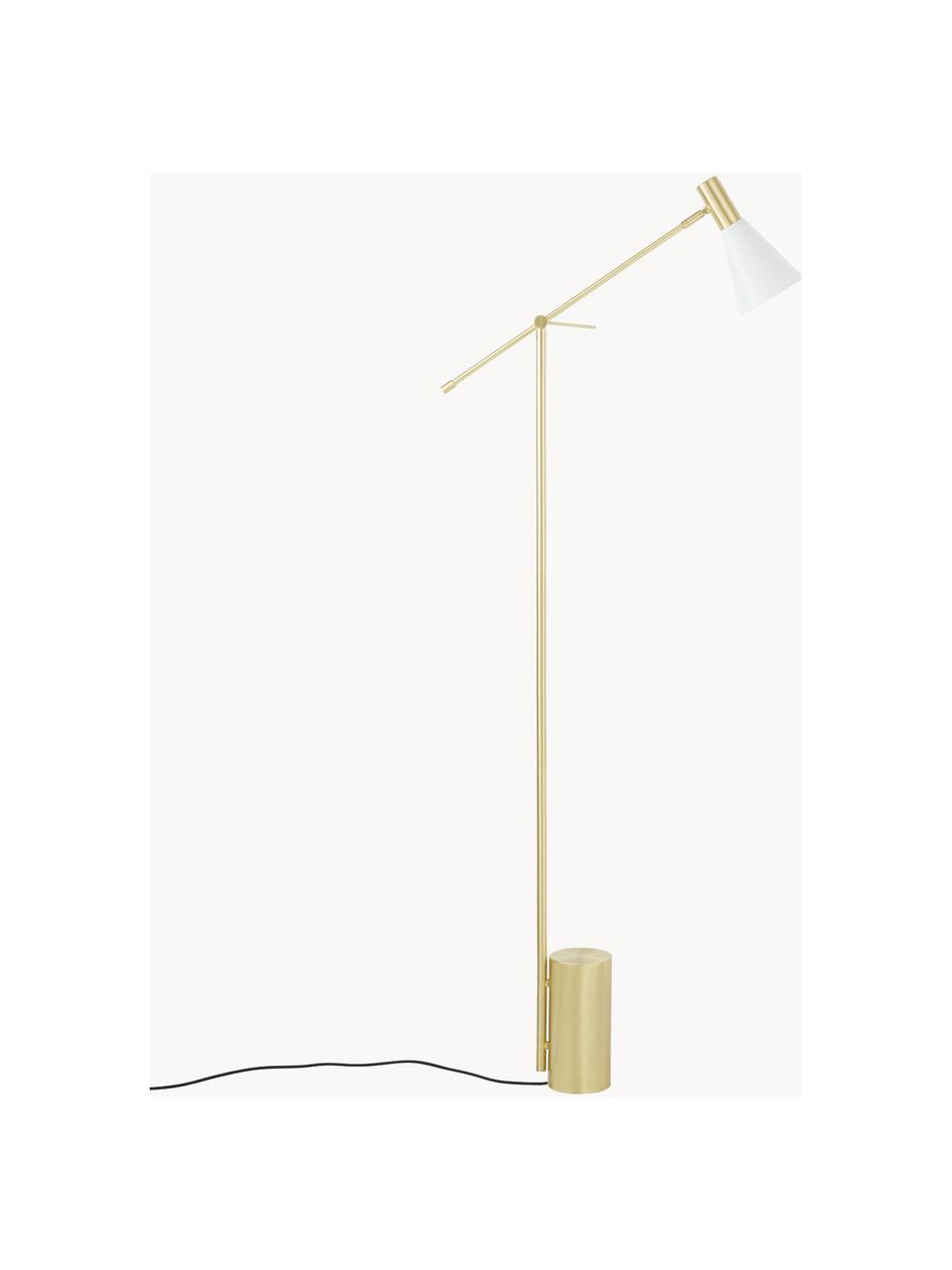 Leeslamp Sia-goudkleurig, Lampenkap: gepoedercoat metaal, Lampvoet: vermessingd metaal, Wit, messingkleurig, H 162cm