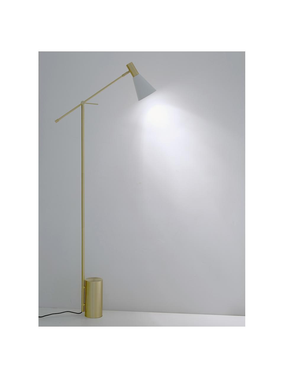 Leeslamp Sia-goudkleurig, Lampenkap: gepoedercoat metaal, Lampvoet: vermessingd metaal, Wit, messingkleurig, H 162cm