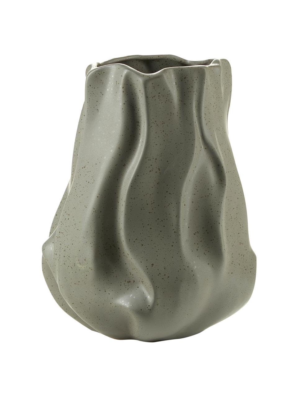 Steingut-Vase Sculpture in Grau, Steingut, Dunkelgrau, Ø 21 x H 27 cm