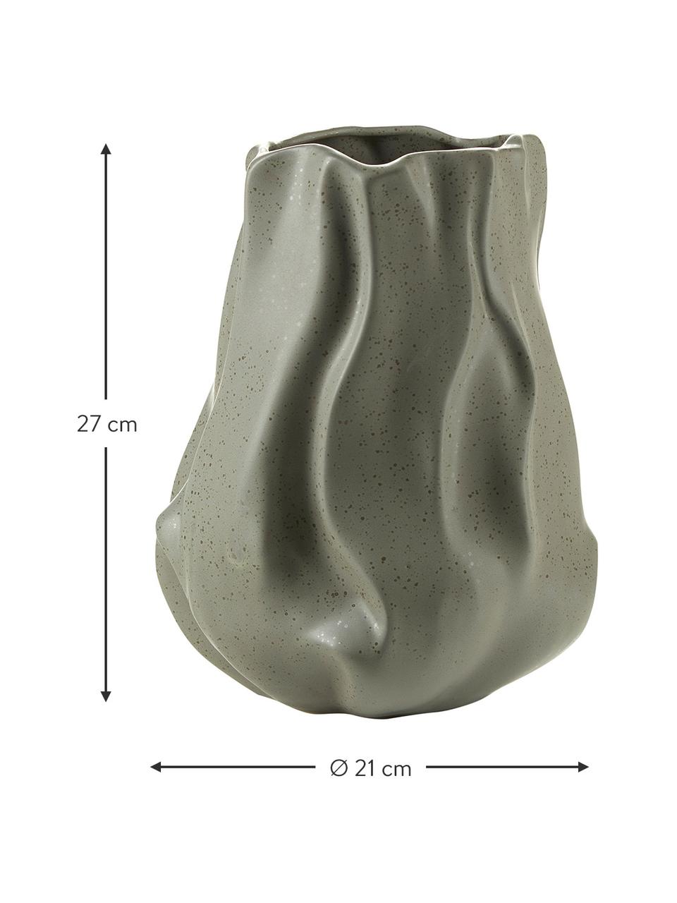 Steingut-Vase Sculpture in Grau, Steingut, Dunkelgrau, Ø 21 x H 27 cm