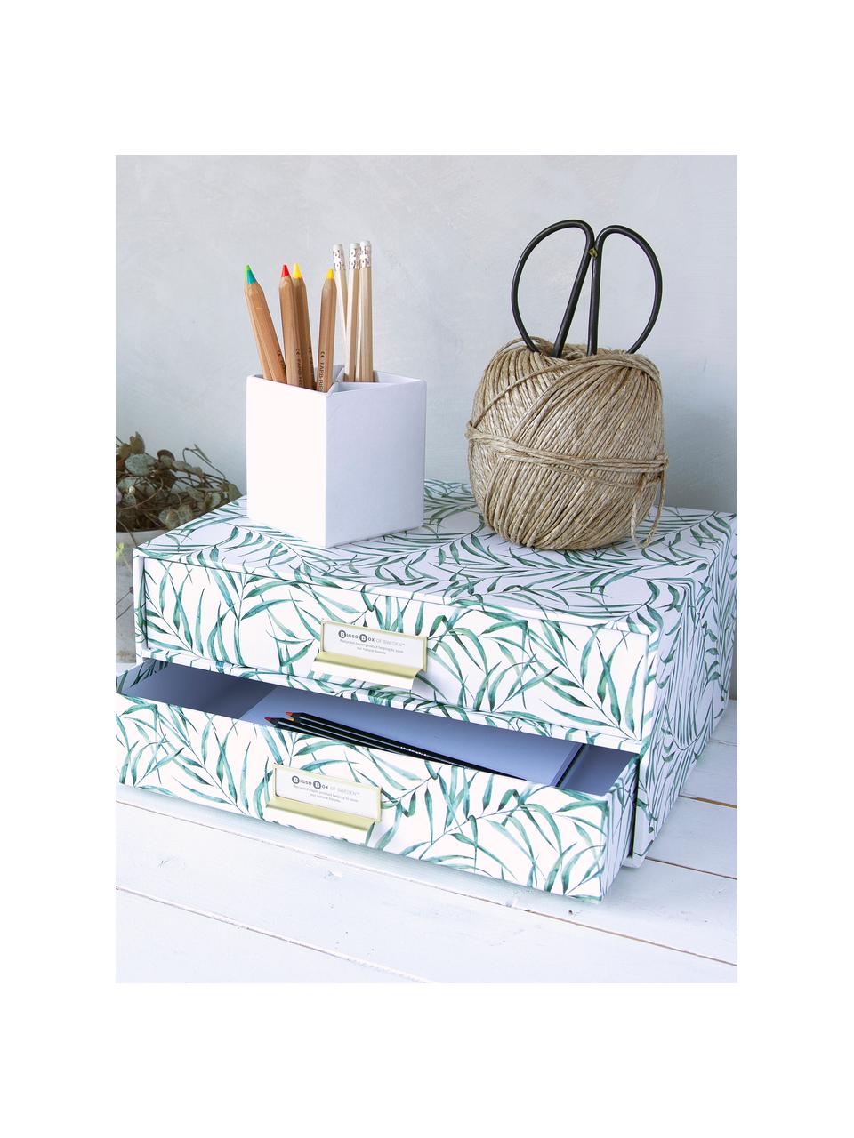 Organizador de escritorio Leaf, Caja: cartón laminado, Asa: metal, Blanco, verde, An 33 x Al 15 cm