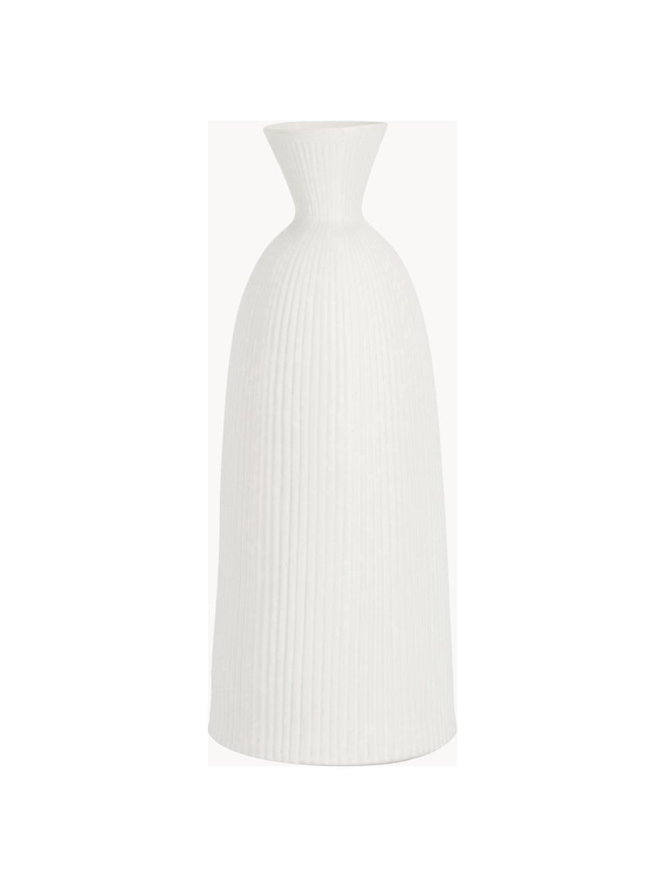 Keramik-Vase Striped, H 46 cm, Keramik, Weiss, Ø 19 x H 46 cm