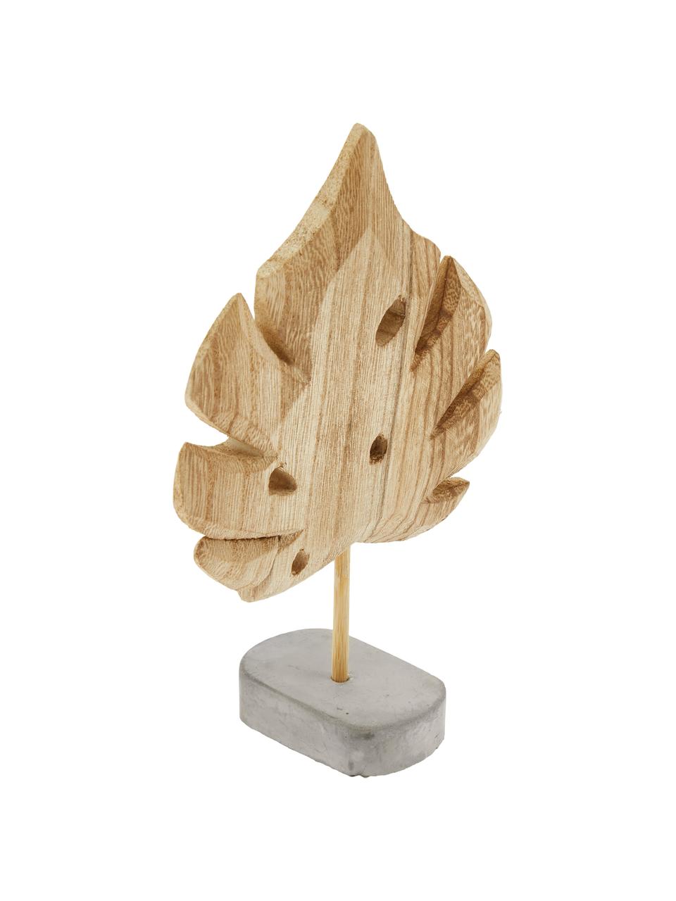 Set de piezas decorativas Blatt, 3 pzas., Figura: madera de Paulownia, Gris, madera de Paulownia, Set de diferentes tamaños