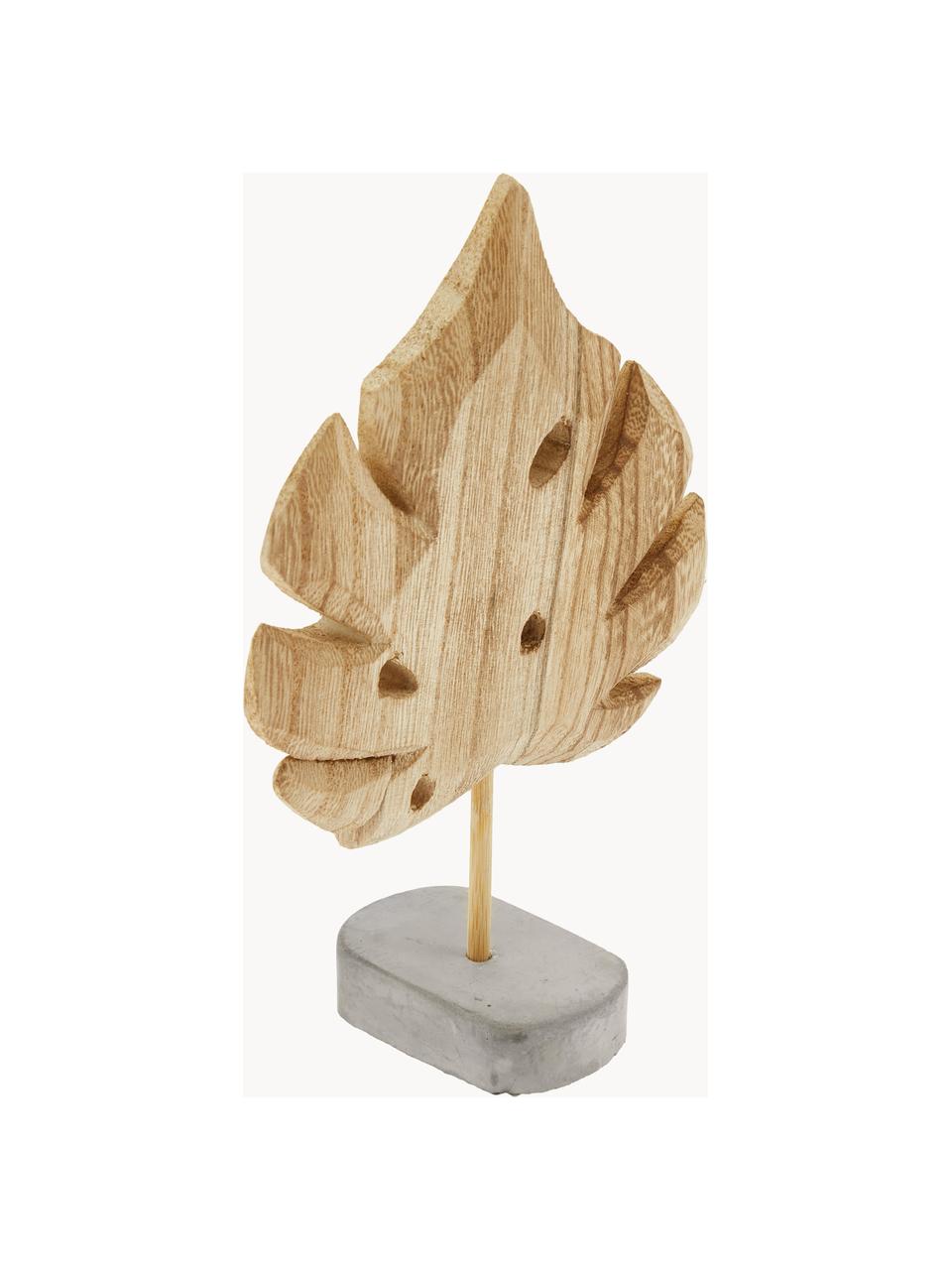 Set de piezas decorativas Blatt, 3 pzas., Figura: madera de Paulownia, Madera de Paulownia, gris, Set de diferentes tamaños