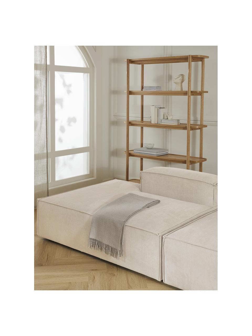 Diván modular de pana Lennon, Tapizado: pana (92% poliéster, 8% p, Estructura: madera de pino maciza, ma, Patas: plástico, Pana beige, An 150 x Al 68 cm, respaldo derecho