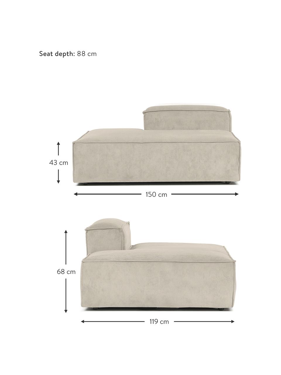 Modul pohovky z manšestru Lennon, Béžová, Š 150 cm, V 68 cm, opěradlo vpravo