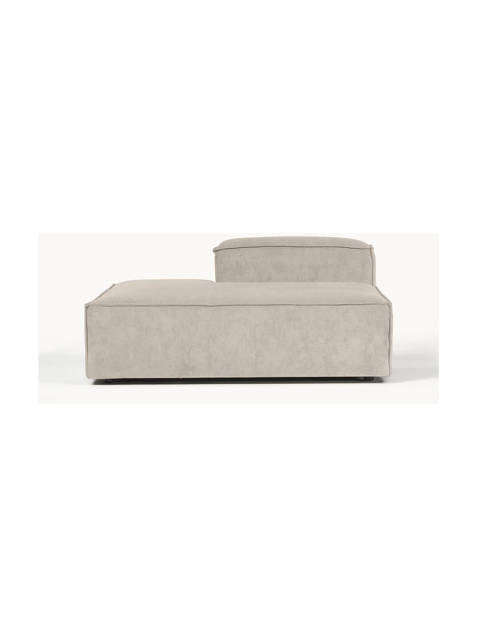 Ottomane-Modul Lennon aus Cord, Bezug: Cord (92 % Polyester, 8 %, Gestell: Massives Kiefernholz FSC-, Füße: Kunststoff, Cord Hellbeige, B 150 x T 123 cm, Rückenlehne rechts