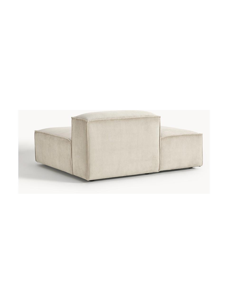 Diván modular de pana Lennon, Tapizado: pana (92% poliéster, 8% p, Estructura: madera de pino maciza, ma, Patas: plástico Este producto es, Pana beige claro, An 150 x F 119 cm, respaldo derecho