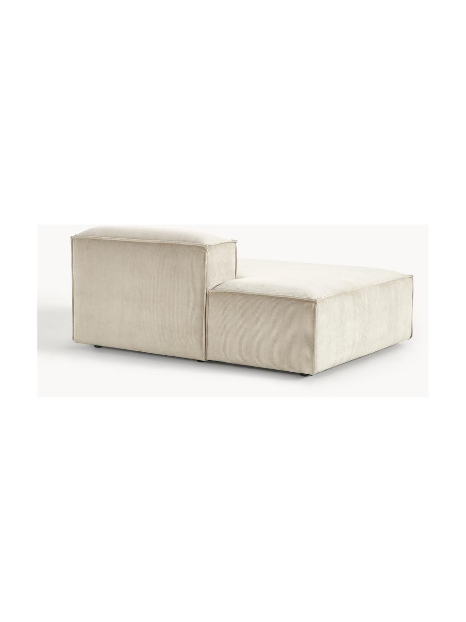 Ottomane-Modul Lennon aus Cord, Bezug: Cord (92 % Polyester, 8 %, Gestell: Massives Kiefernholz, Spe, Füße: Kunststoff Dieses Produkt, Cord Hellbeige, B 150 x T 123 cm, Rückenlehne rechts