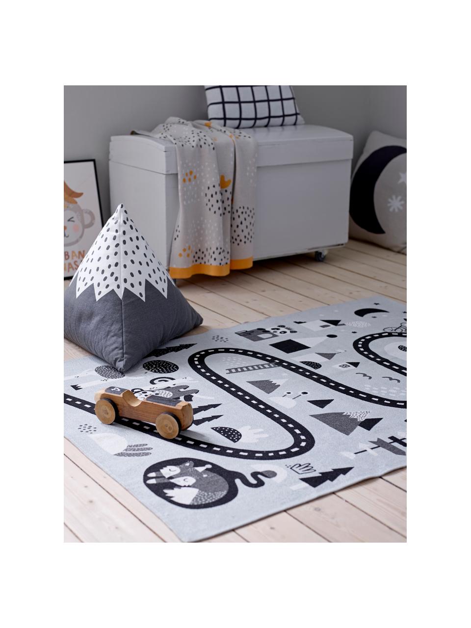 Vloerkussen Mountain van biokatoen, Bekleding: 100% biokatoen, Grijs, gebroken wit, B 50 x L 50 cm