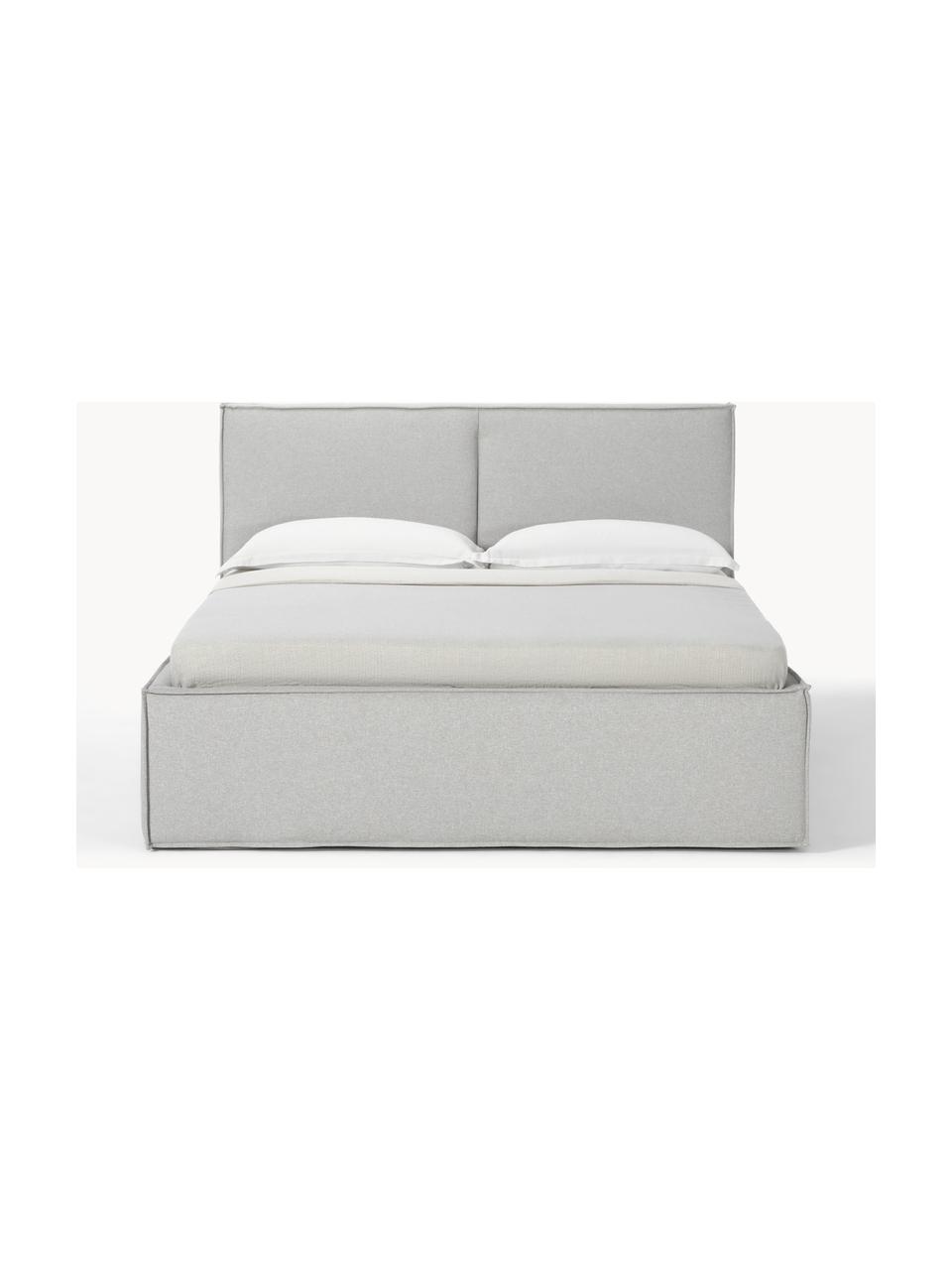 Cama tapizada con espacio de almacenamiento Dream, Tapizado: poliéster (texturizado) A, Estructura: madera de pino maciza con, Tejido gris claro, An 160 x L 200 cm