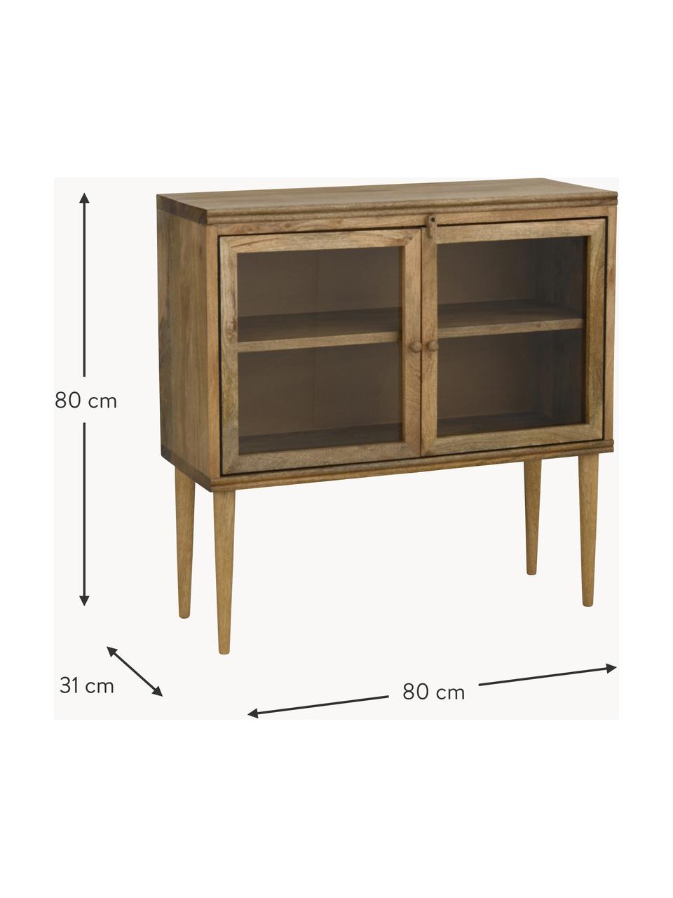 Vetrina in legno di faggio Betty, Legno di faggio laccato chiaro, Larg. 80 x Alt. 80 cm