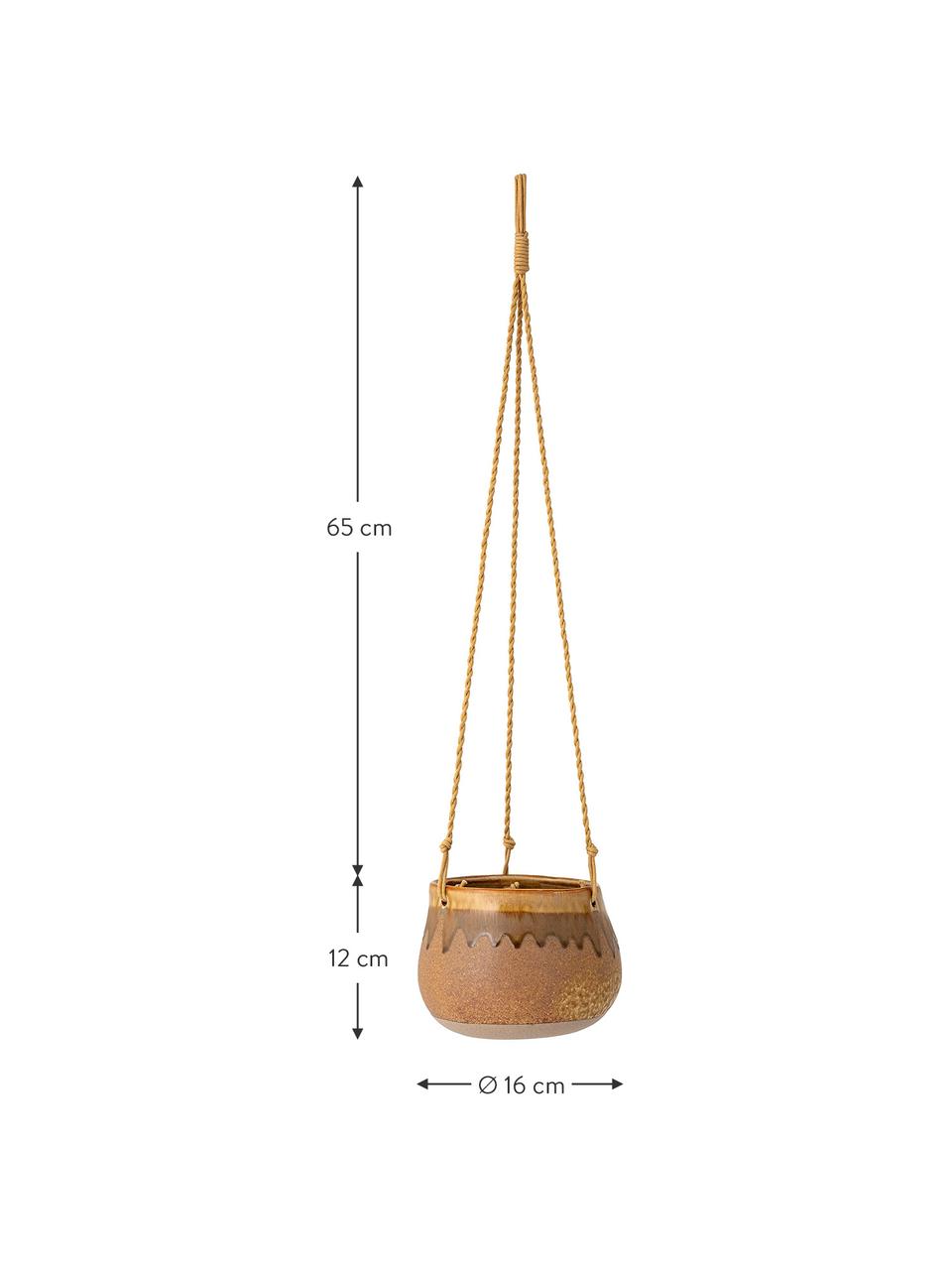 Cesta colgante pequeña de gres Ibina, Tonos marrones, Ø 16 x Al 12 cm