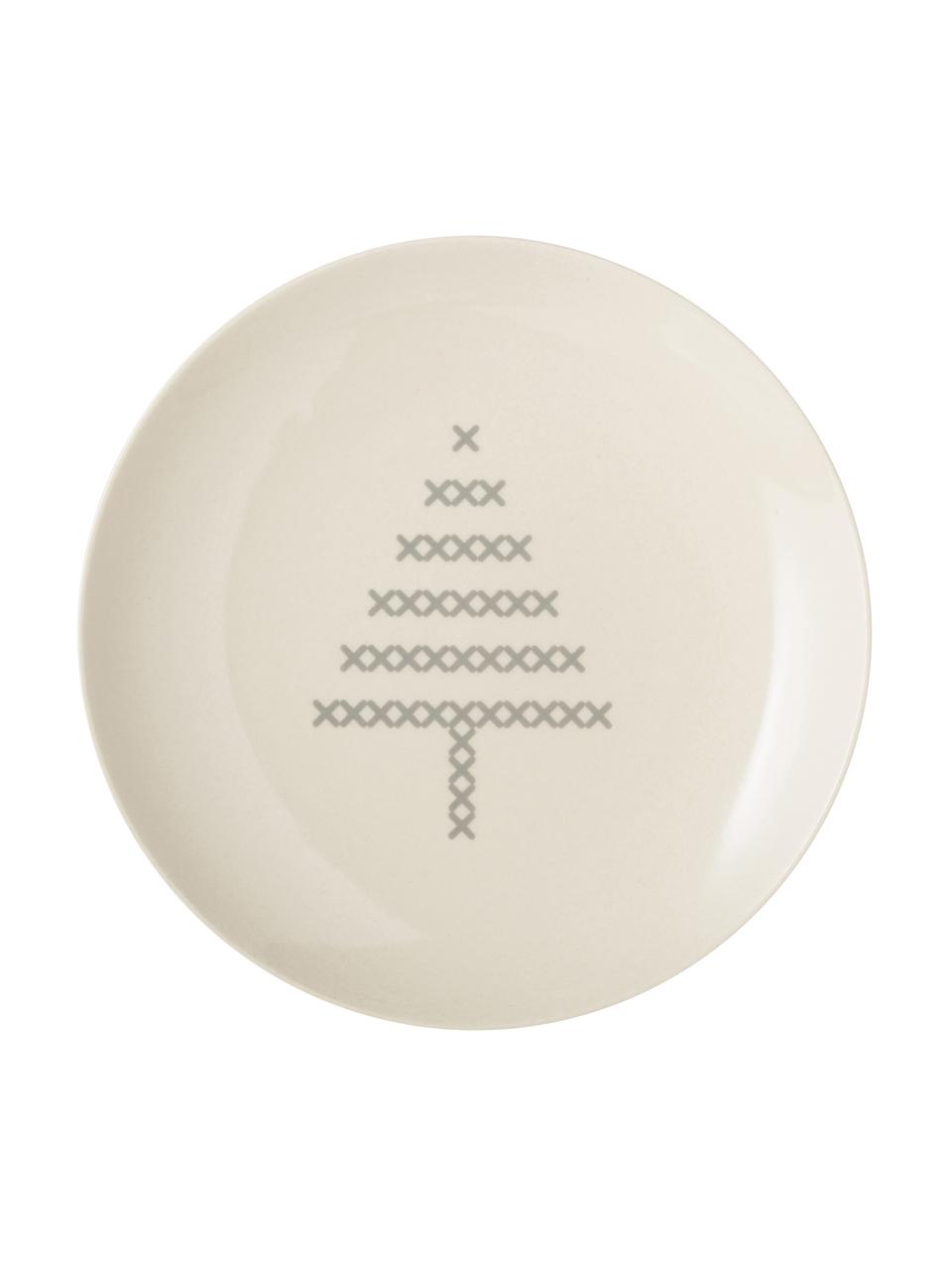 Brotteller Cross mit Weihnachts-Motiv, Keramik, Gebrochenes Weiß, Grau, Ø 16 cm