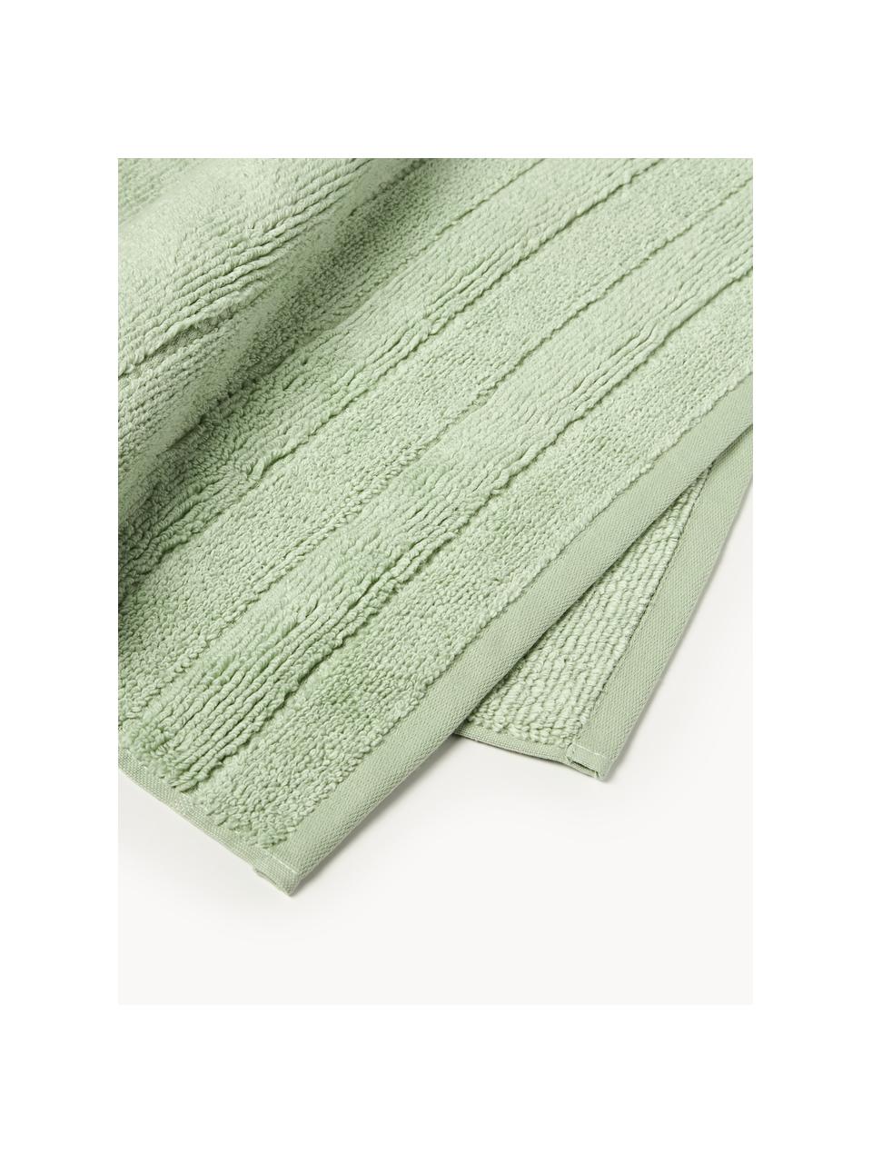 Lot de serviettes de bain avec bordure décorative Luxe, set de tailles variées, Vert sauge, 3 éléments (1 serviette invité, 1 serviette de toilette et 1 drap de bain)