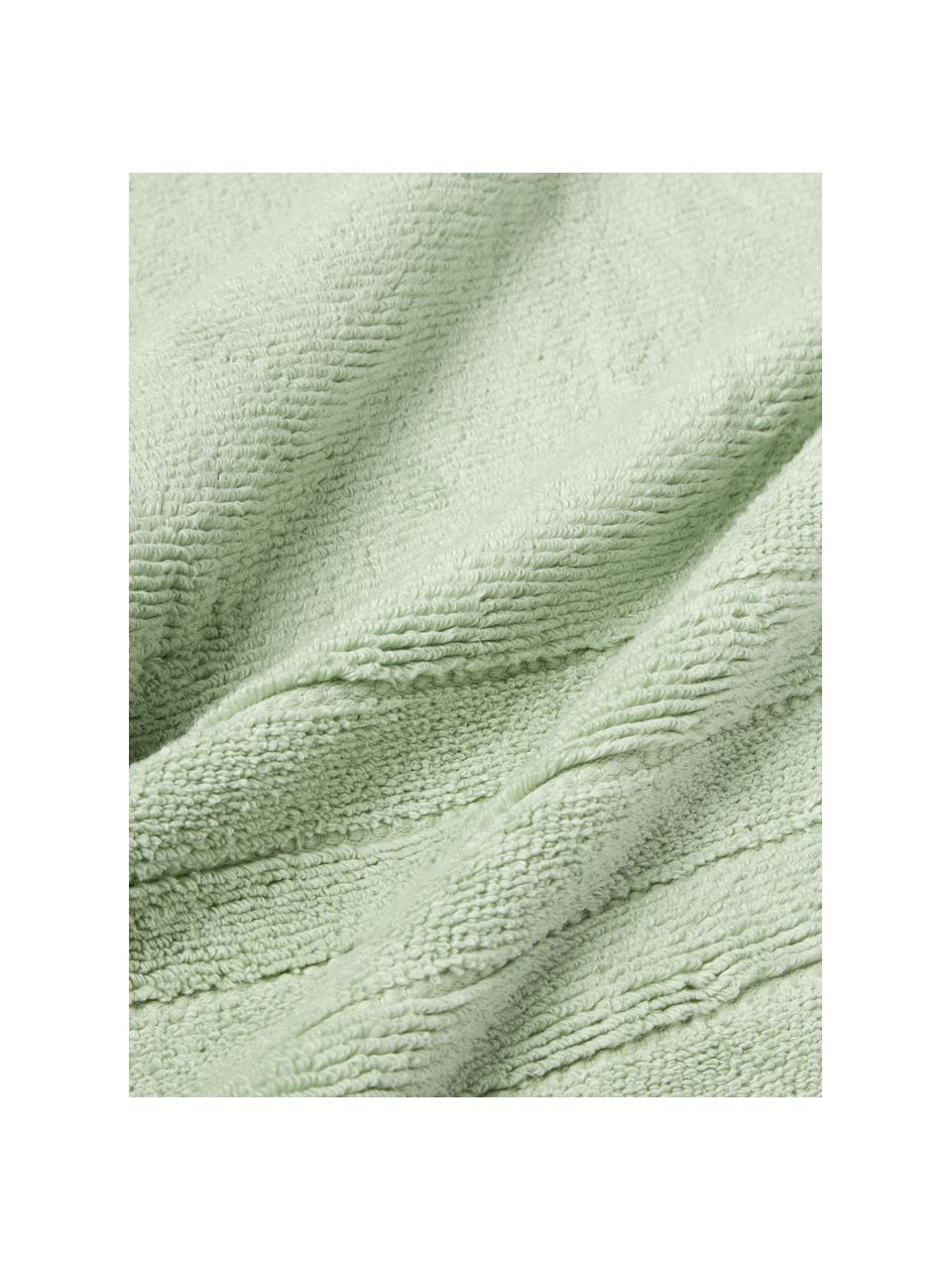 Lot de serviettes de bain avec bordure décorative Luxe, set de tailles variées, Vert sauge, 3 éléments (1 serviette invité, 1 serviette de toilette et 1 drap de bain)