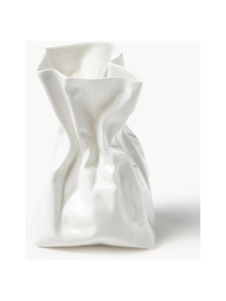 Dizajnová porcelánová váza Adelaide, V 14 cm, Porcelán, Krémovobiela, Š 10 x V 14 cm