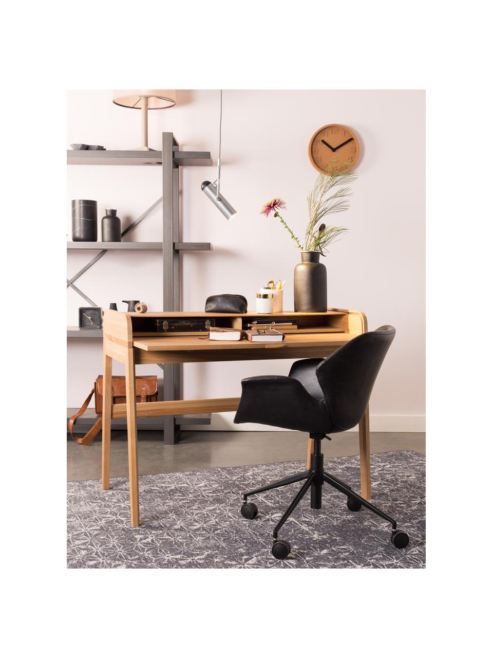 Chaise de bureau en cuir synthétique Nikki, hauteur ajustable, Cuir synthétique noir, larg. 77 x prof. 78 cm