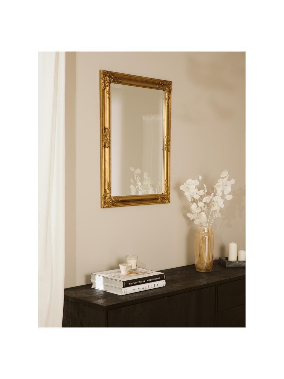 Čtvercové nástěnné zrcadlo se zlatým dřevěným rámem Miro, Zlatá, Š 62 cm, V 82 cm