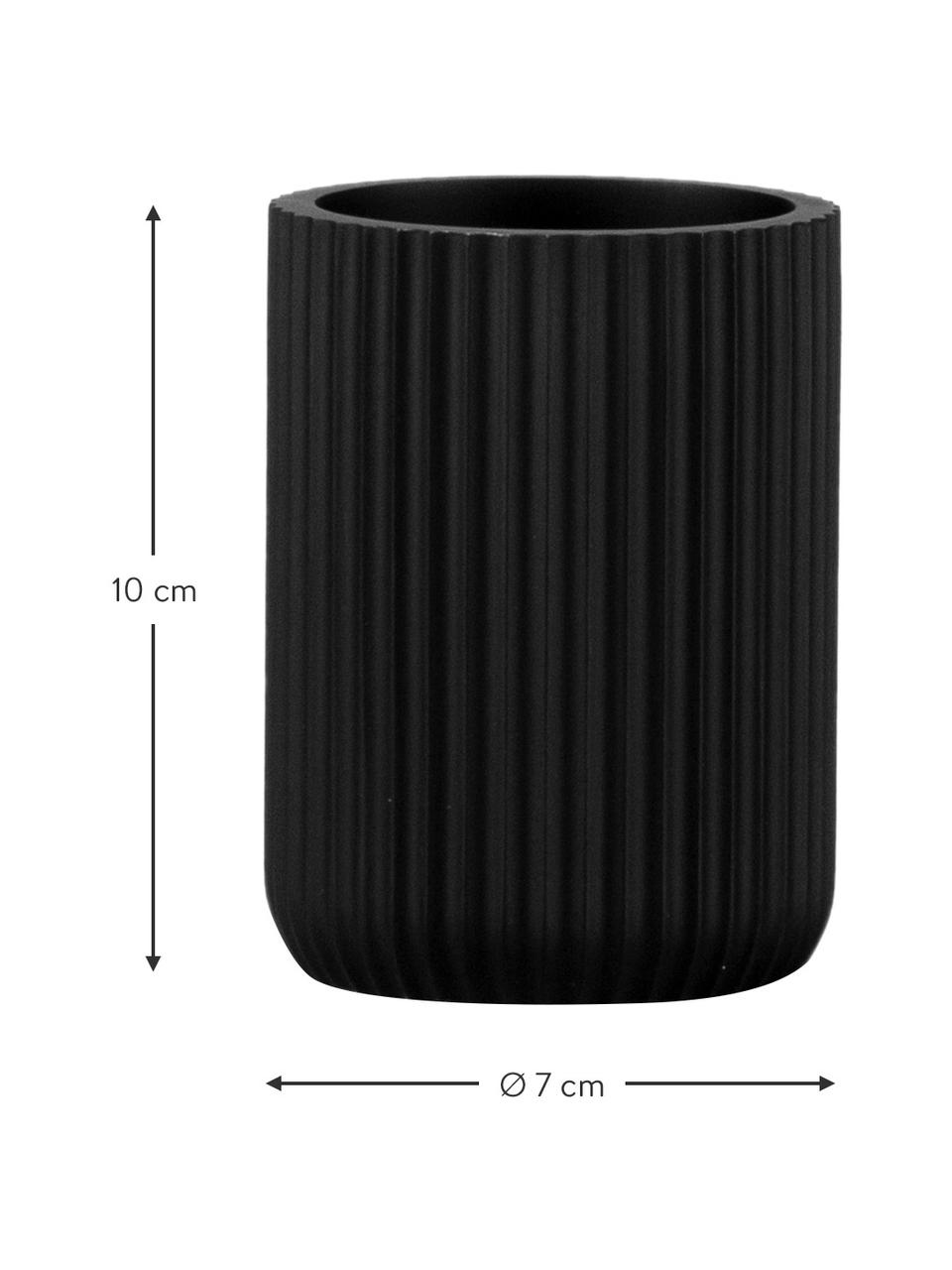 Kelímek na zubní kartáčky Helio, Umělá hmota, Černá, Ø 7 cm, V 10 cm