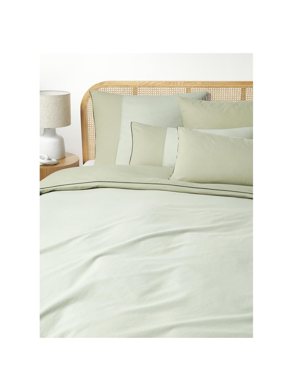 Funda de almohada de algodón Harvey, Tonos verdes, An 45 x L 110 cm