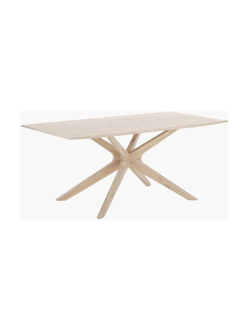 Table en bois de chêne Armande, 180 x 90 cm, Bois de chêne, ciré, blanc laqué, Bois de chêne, larg. 180 x prof. 90 cm