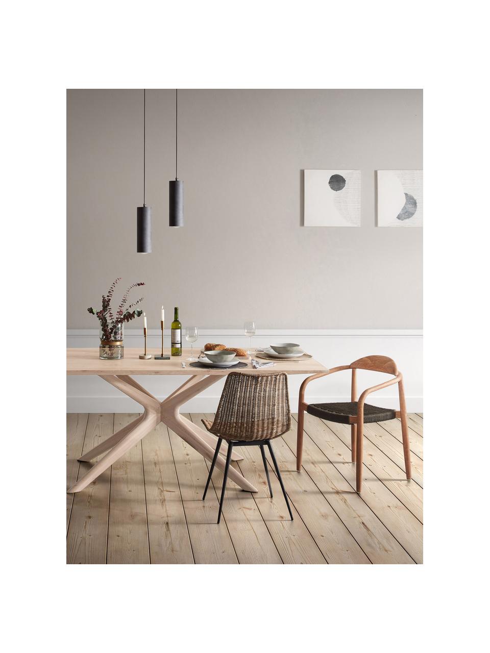 Eettafel Armande van eikenhout, 180 x 90 cm, Gewaxt, wit gelakt eikenhout, Eikenhoutkleurig, B 180 x D 90 cm