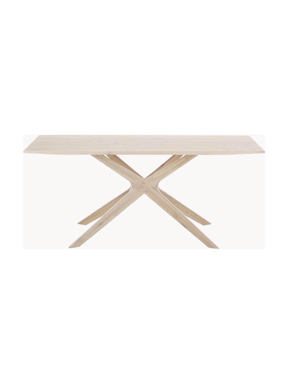 Table en bois de chêne Armande, 180 x 90 cm, Bois de chêne, ciré, blanc laqué, Bois de chêne, larg. 180 x prof. 90 cm