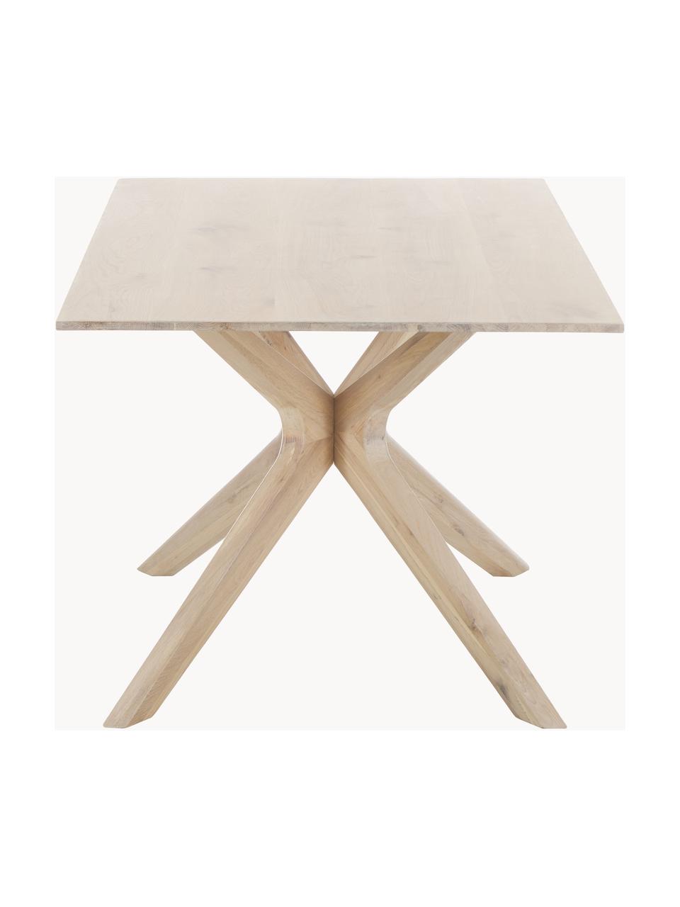 Jedálenský stôl z dubového dreva Armande, 180 x 90 cm, Dubové drevo, voskované, biela lakovaná, Dubové drevo, Š 180 x H 90 cm