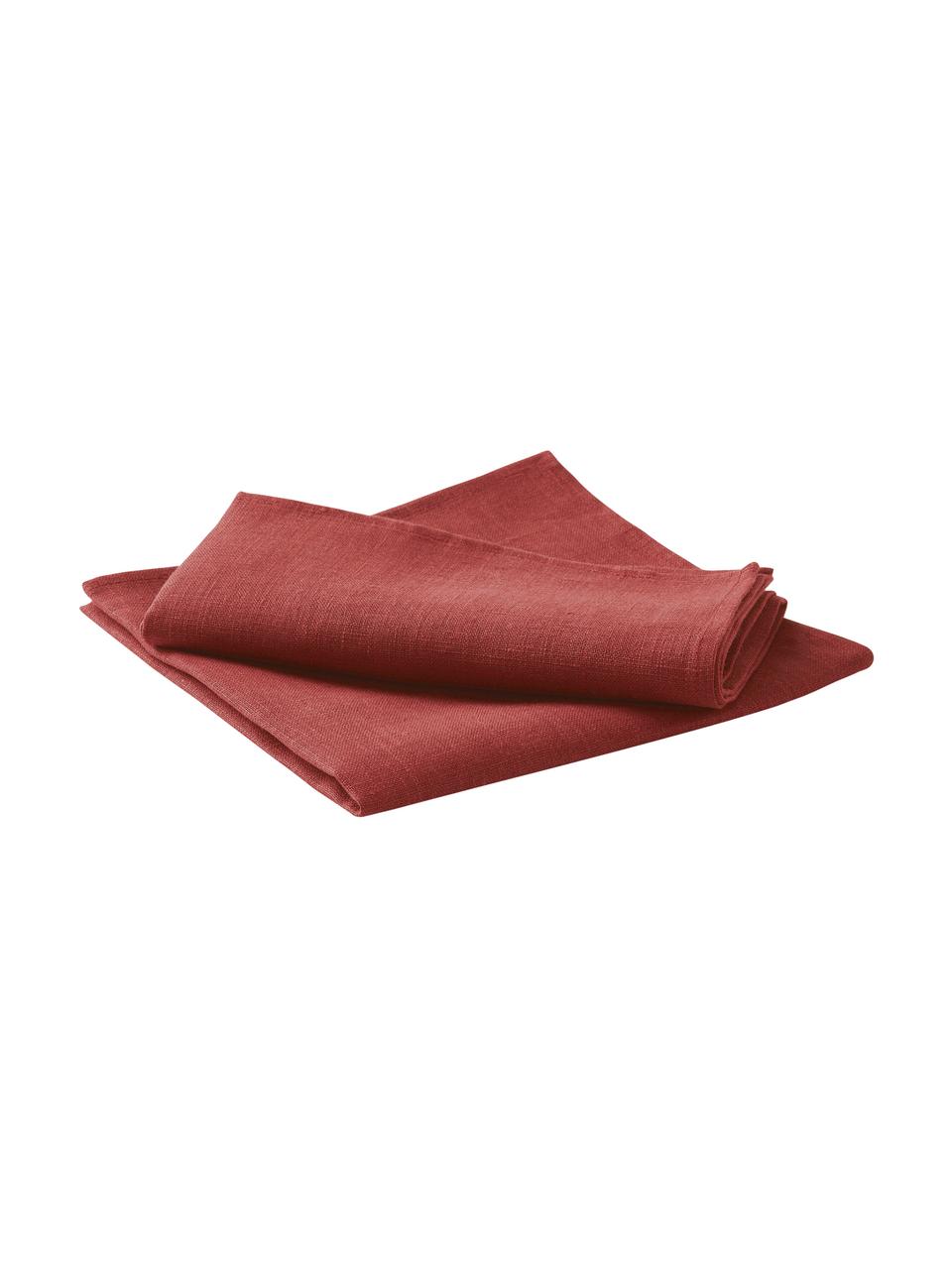 Linnen servetten Heddie, 2 stuks, 100% linnen, Rood, 45 x 45 cm