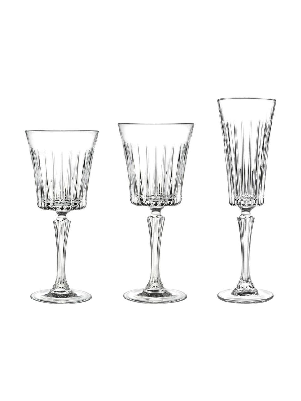 Verre cristal avec relief Timeless, 18 élém. (6 personnes), Cristal luxion, Transparent, Lot de différentes tailles