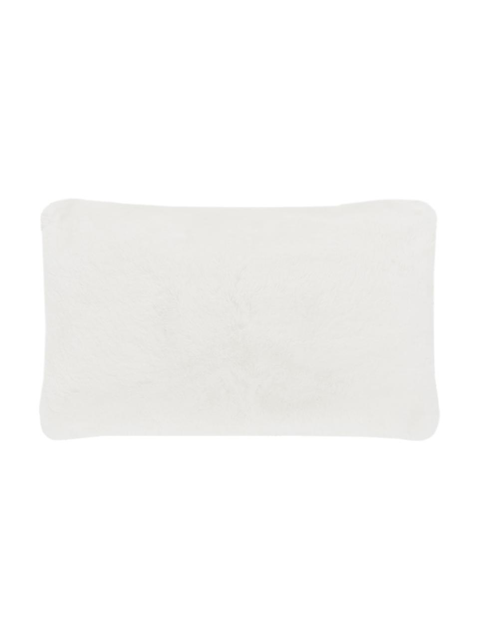 Housse de coussin rectangulaire imitation fourrure Mette, Crème