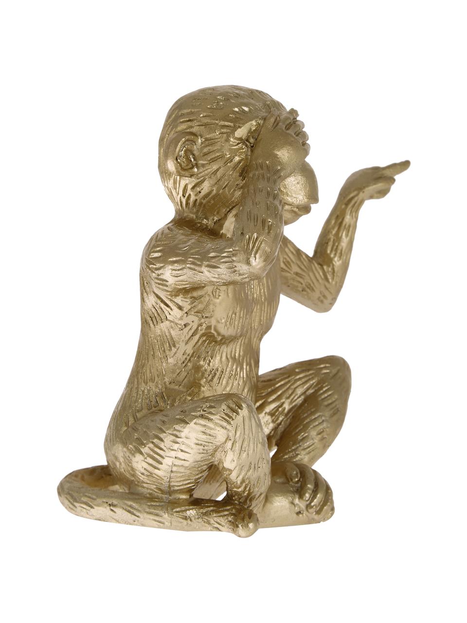 Decoratief object Monkey, Polyresin, Goudkleurig, B 15 x H 15 cm