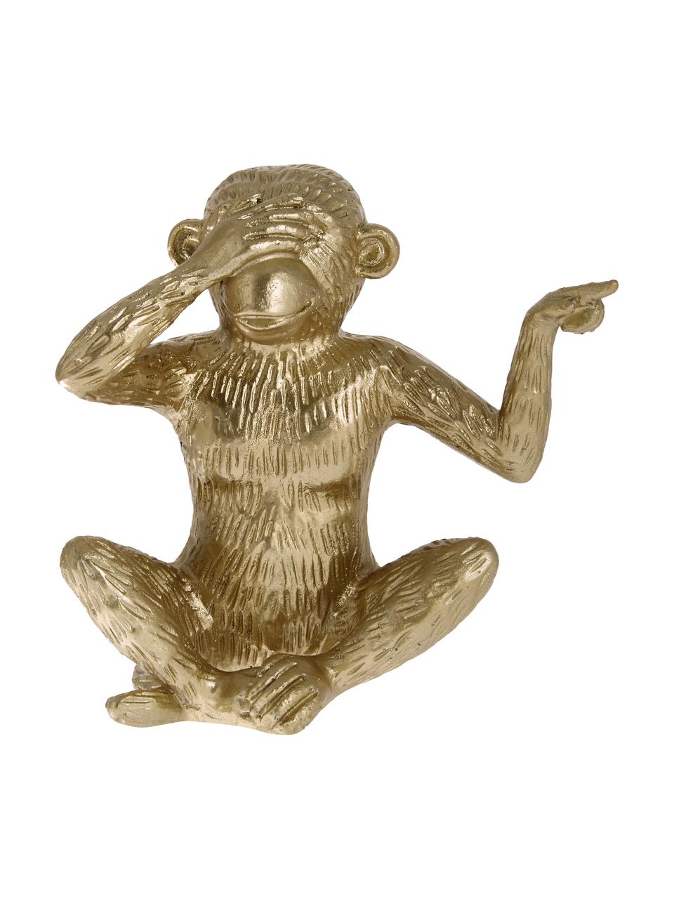 Oggetto decorativo Monkey, Poliresina, Dorato, Larg. 15 x Alt. 15 cm