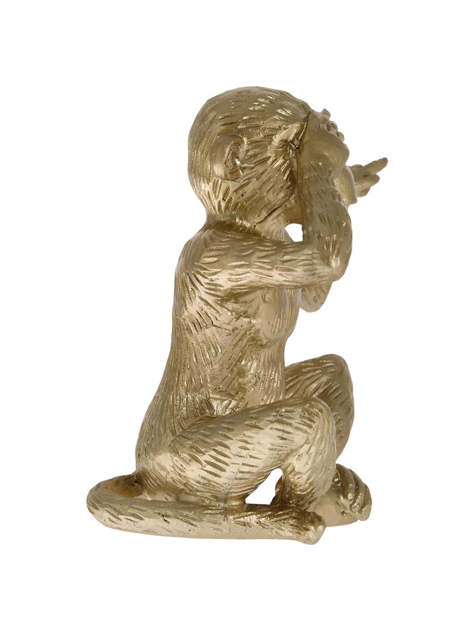 Oggetto decorativo Monkey, Poliresina, Dorato, Larg. 15 x Alt. 15 cm