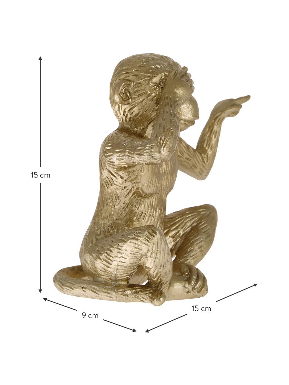 Dekorace Monkey, Polyresin, Zlatá, Š 15 cm, V 15 cm
