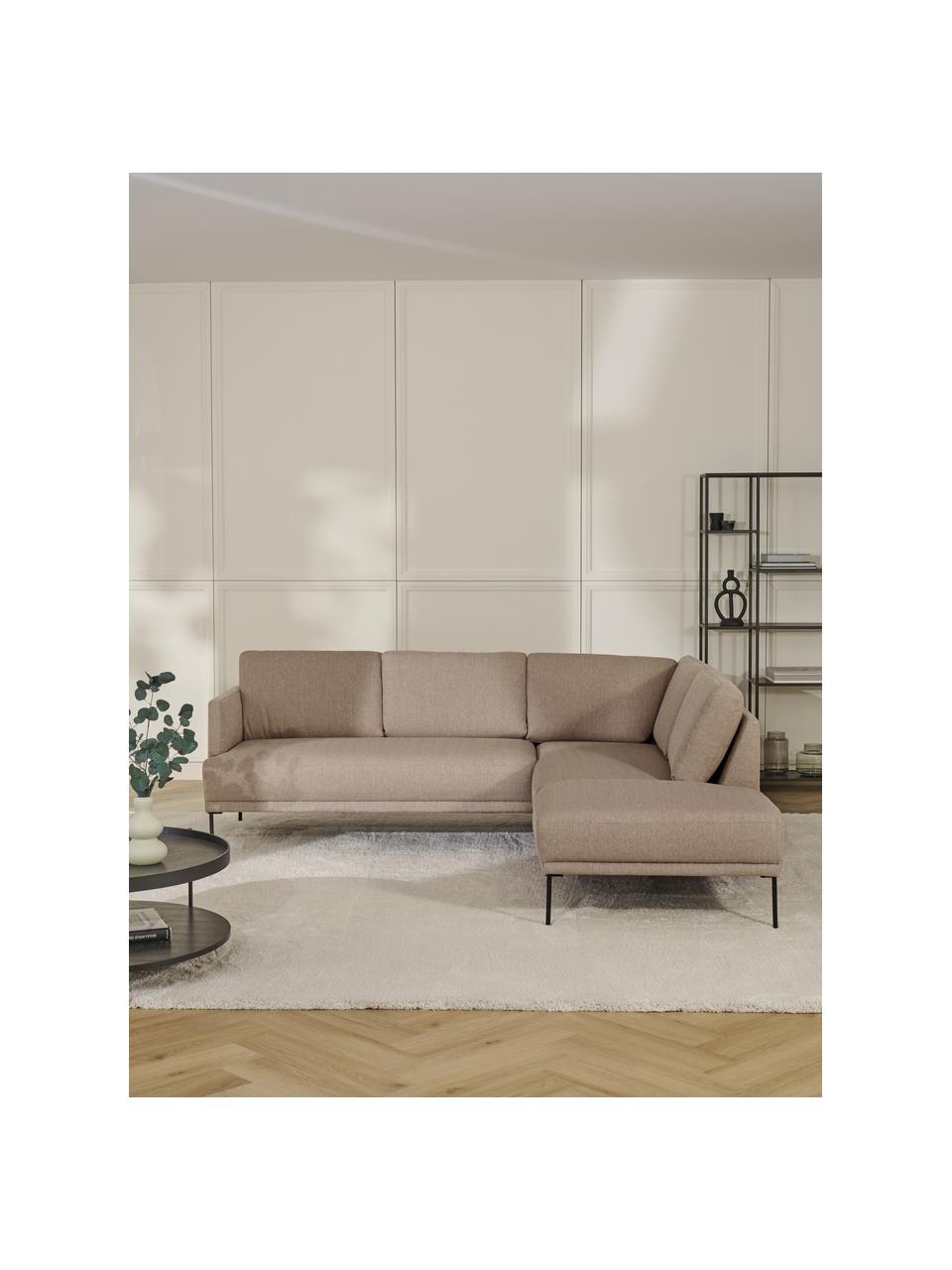 Rohová pohovka s kovovými nohami Fluente, Taupe, Š 221 cm, H 200 cm, pravé rohové provedení