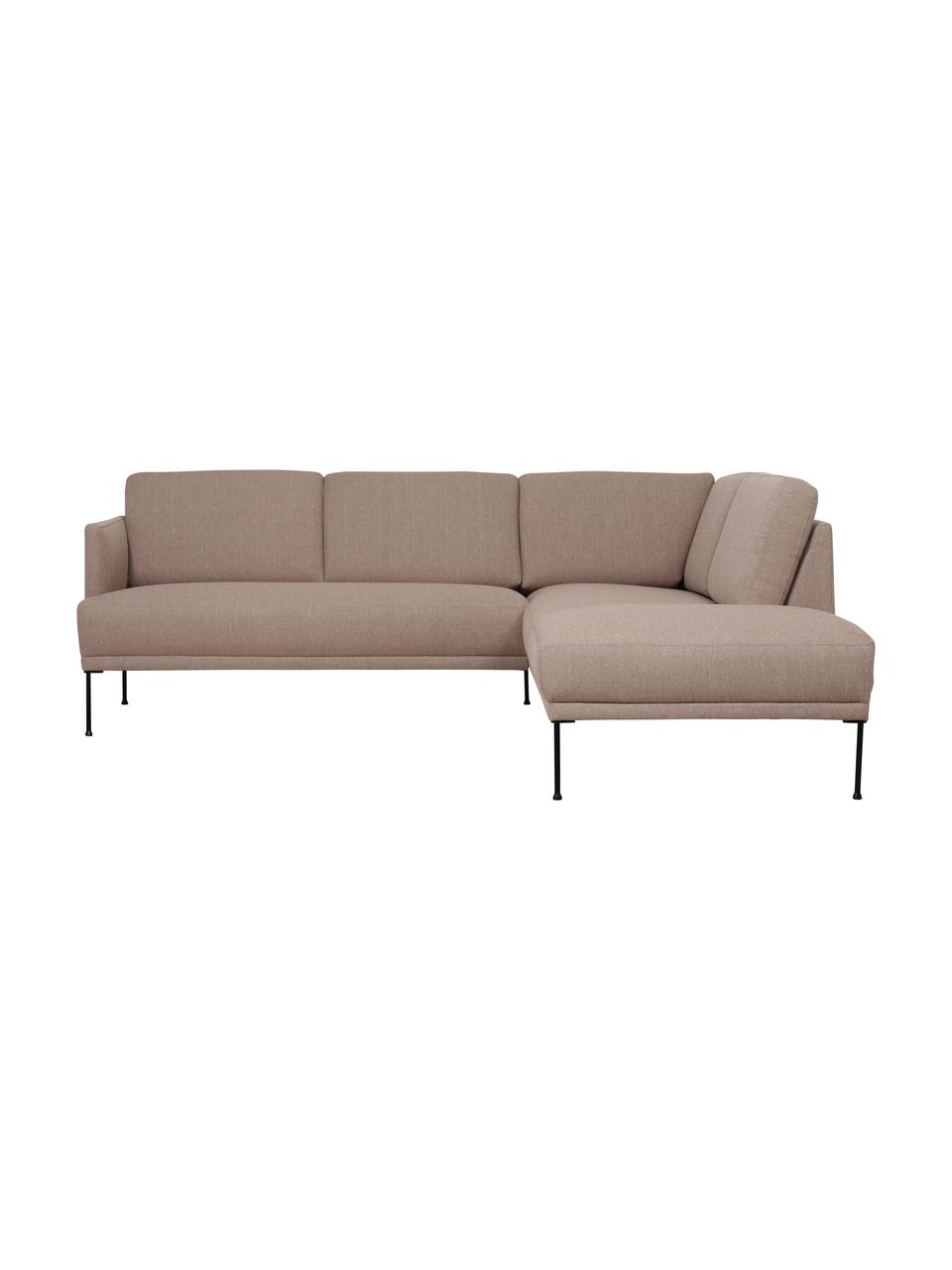 Rohová pohovka s kovovými nohami Fluente, Taupe, Š 221 cm, H 200 cm, pravé rohové provedení