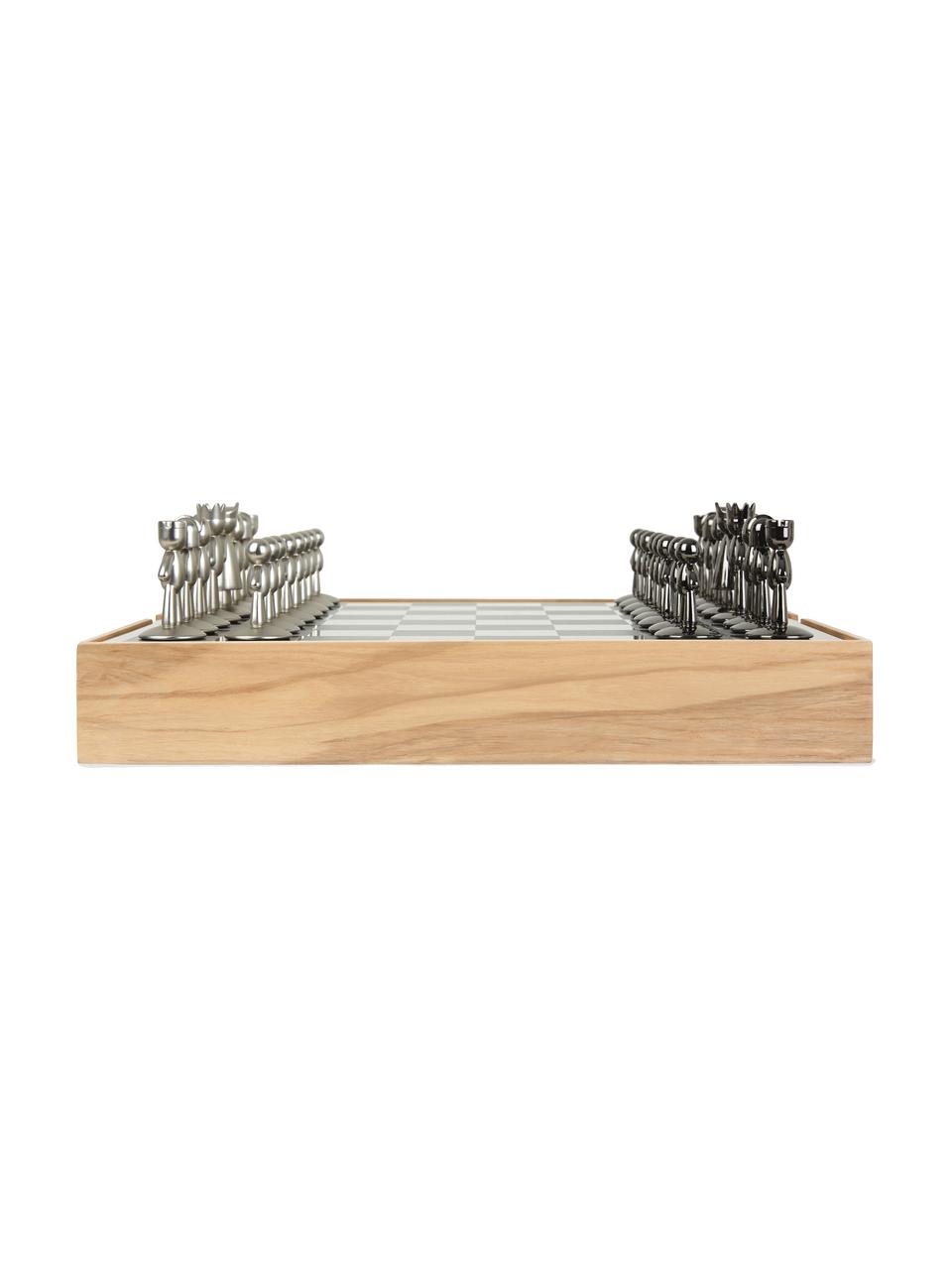 Schaakspel Buddy, set van 33, Doos: essenhout, Licht hout, zilverkleurig, antraciet, B 33 x H 4 cm