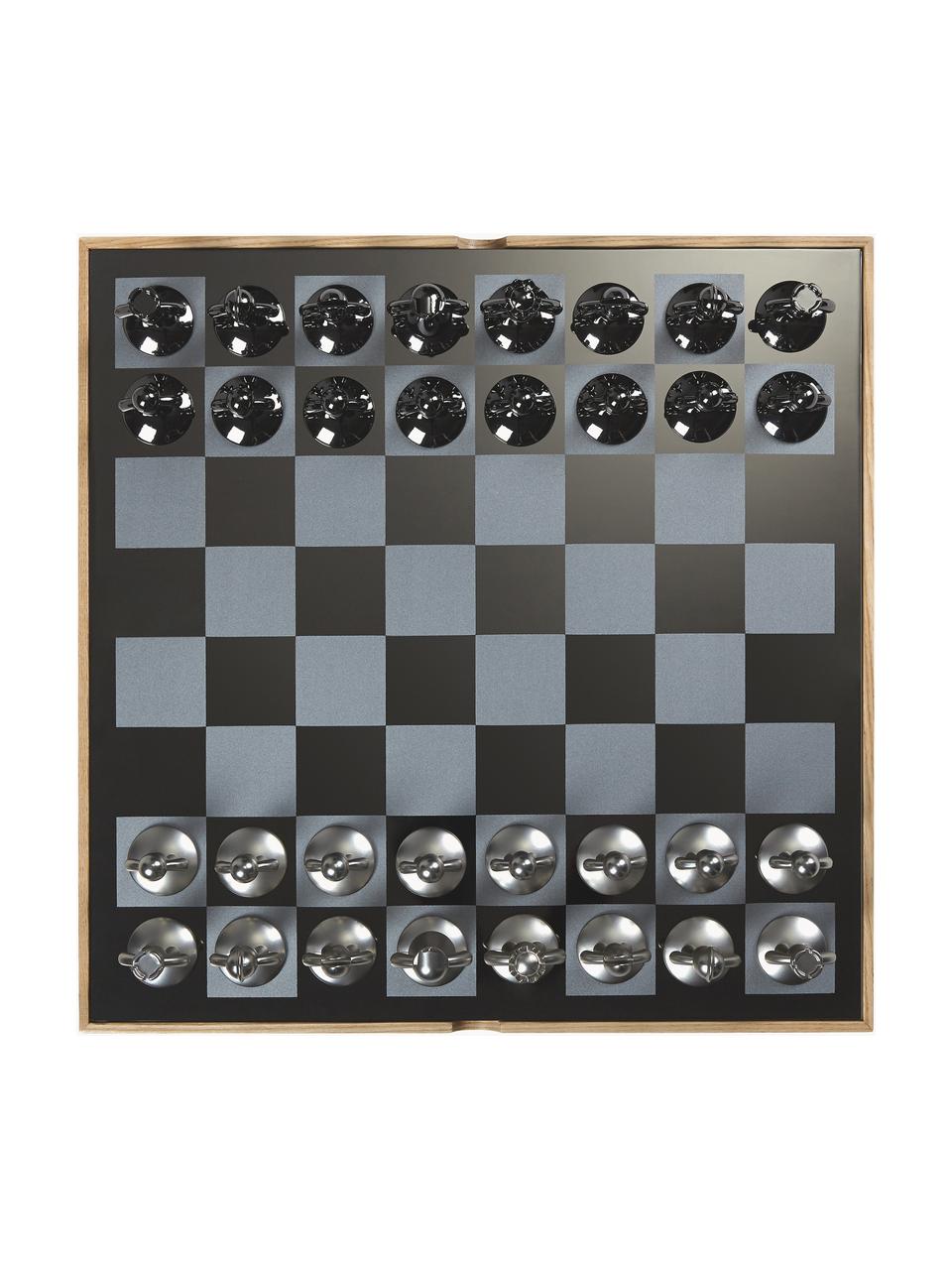 Jeu d'échecs Buddy, 33 élém., Noir, argenté, bois clair, larg. 33 x haut. 4 cm