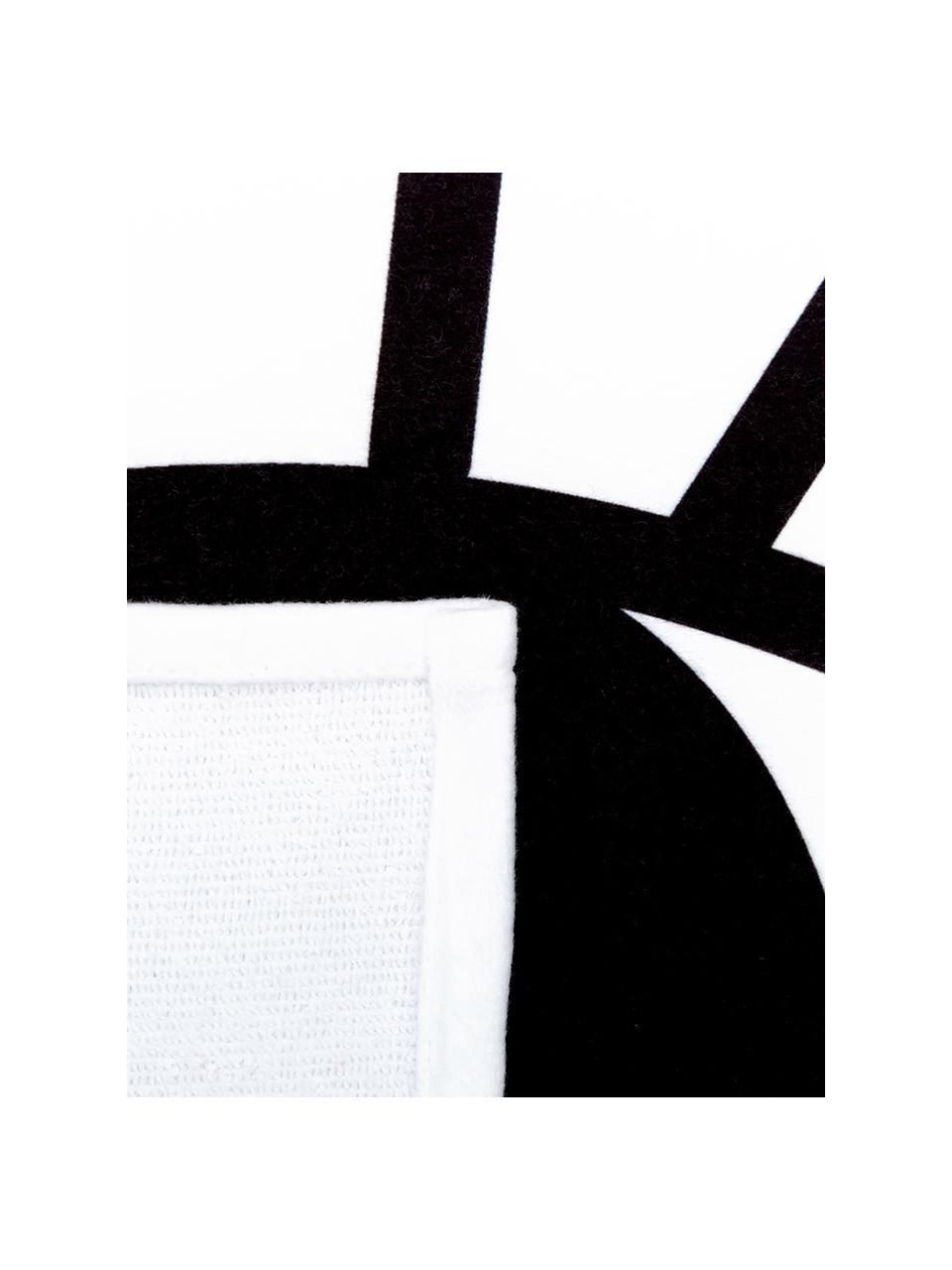 Serviette de plage légère à motif d’œil Eyes, Blanc, noir